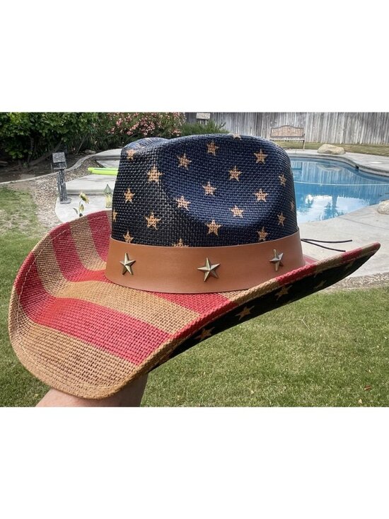 NEW Mirmaru Star Band Patriotic Star Studded Red White Blue Western Cowboy Hat main image 5